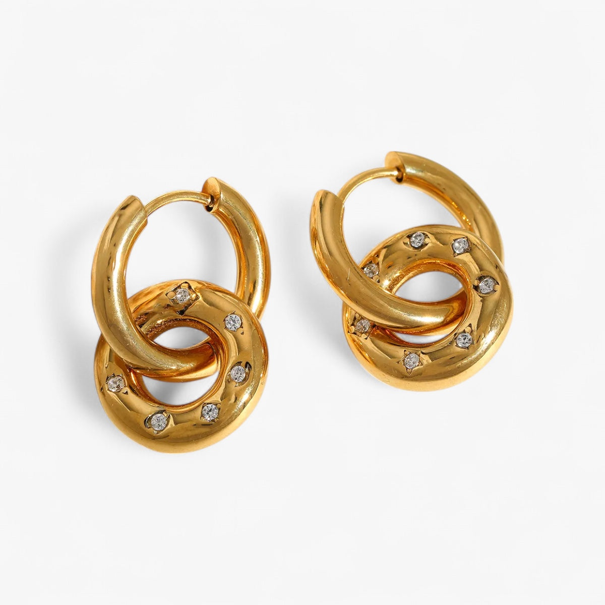 Gold Starry Double Hoops