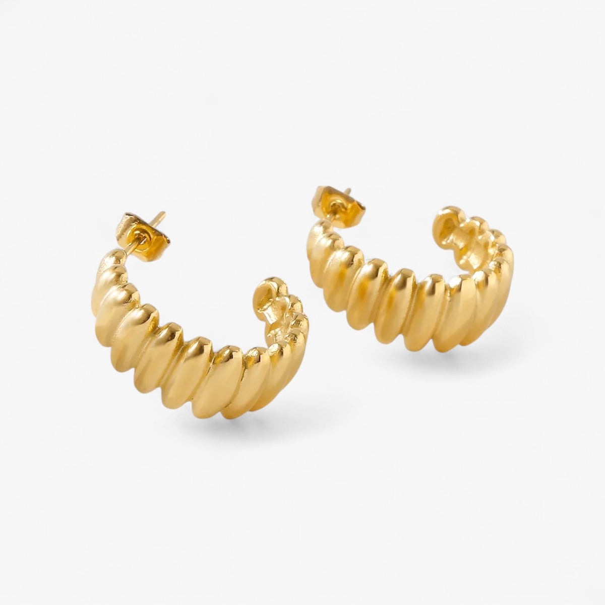 Gold Ripple Hoops