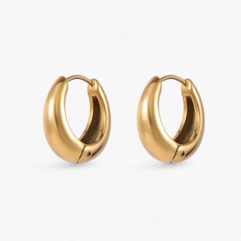Gold Chunky Oval Hoop