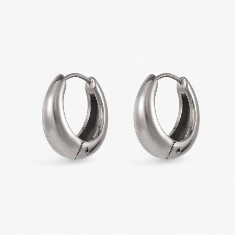 Silver Chunky Oval Hoops