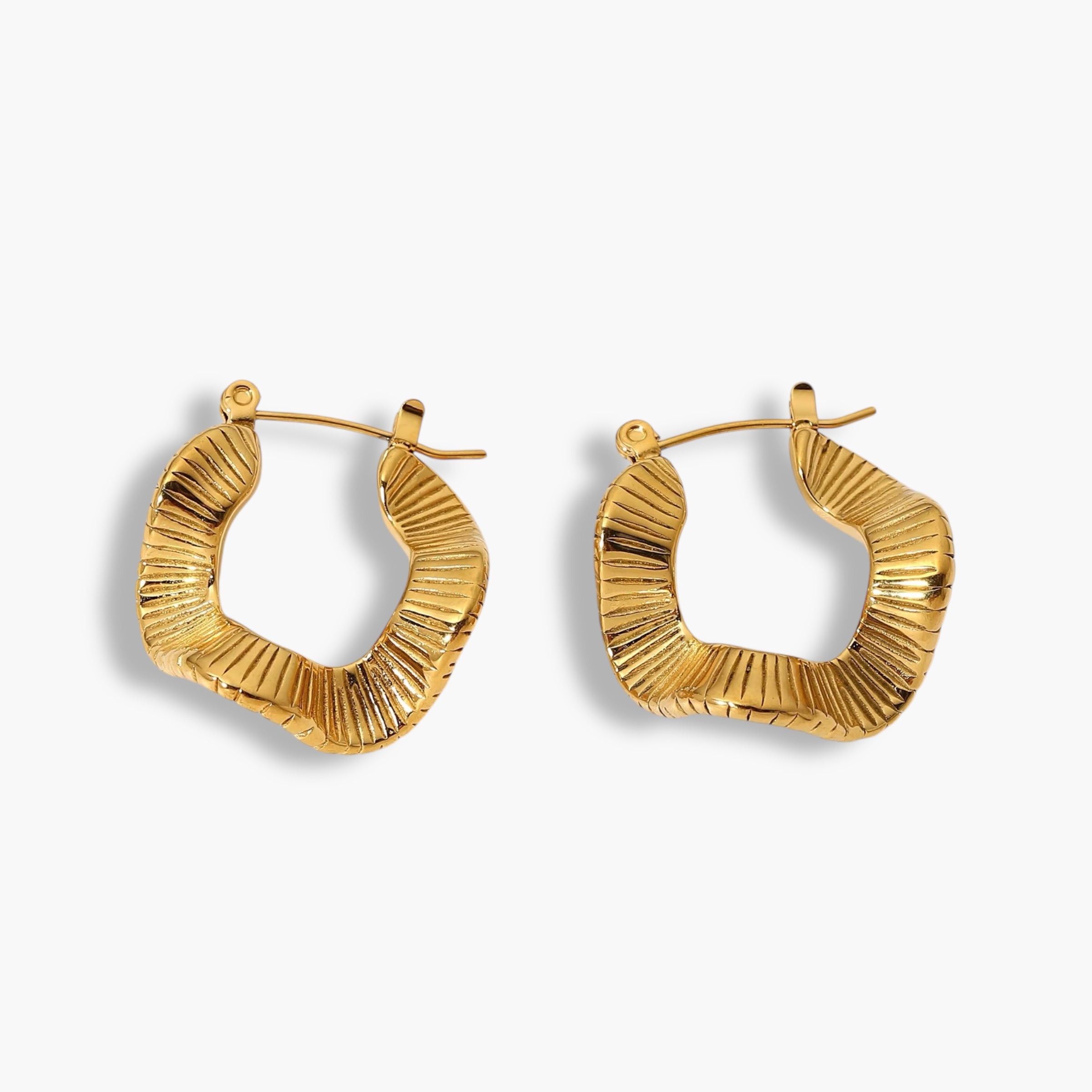Gold Wave Hoops