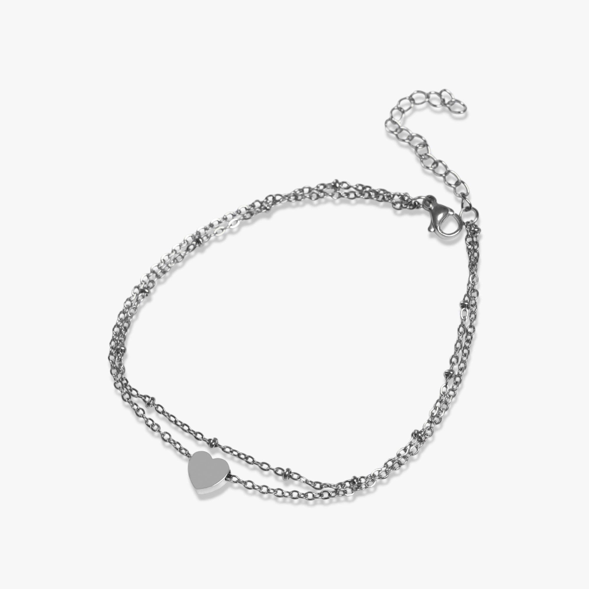 Silver Heart Anklet Bracelet