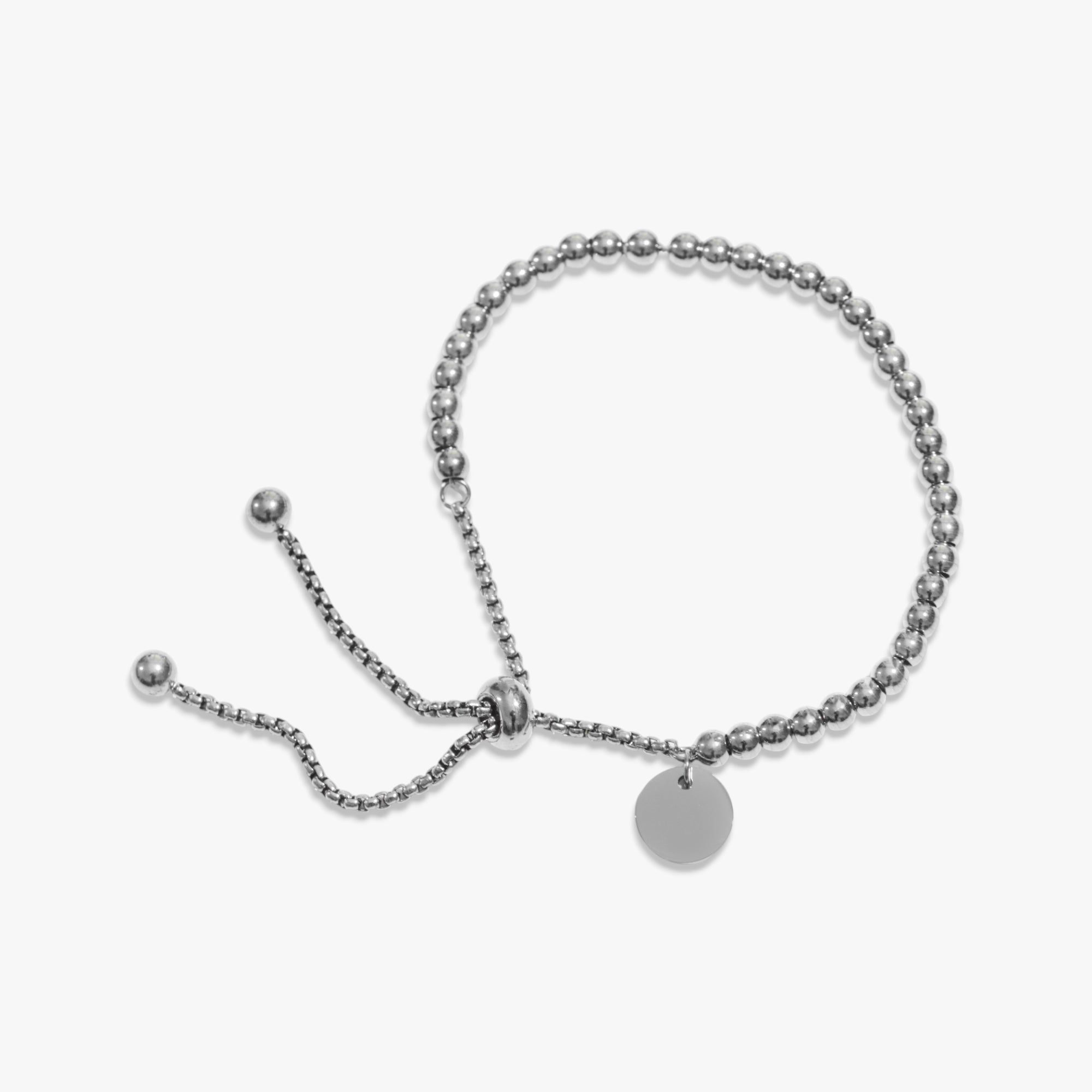 Silver Adjustable Beaded Bracelet