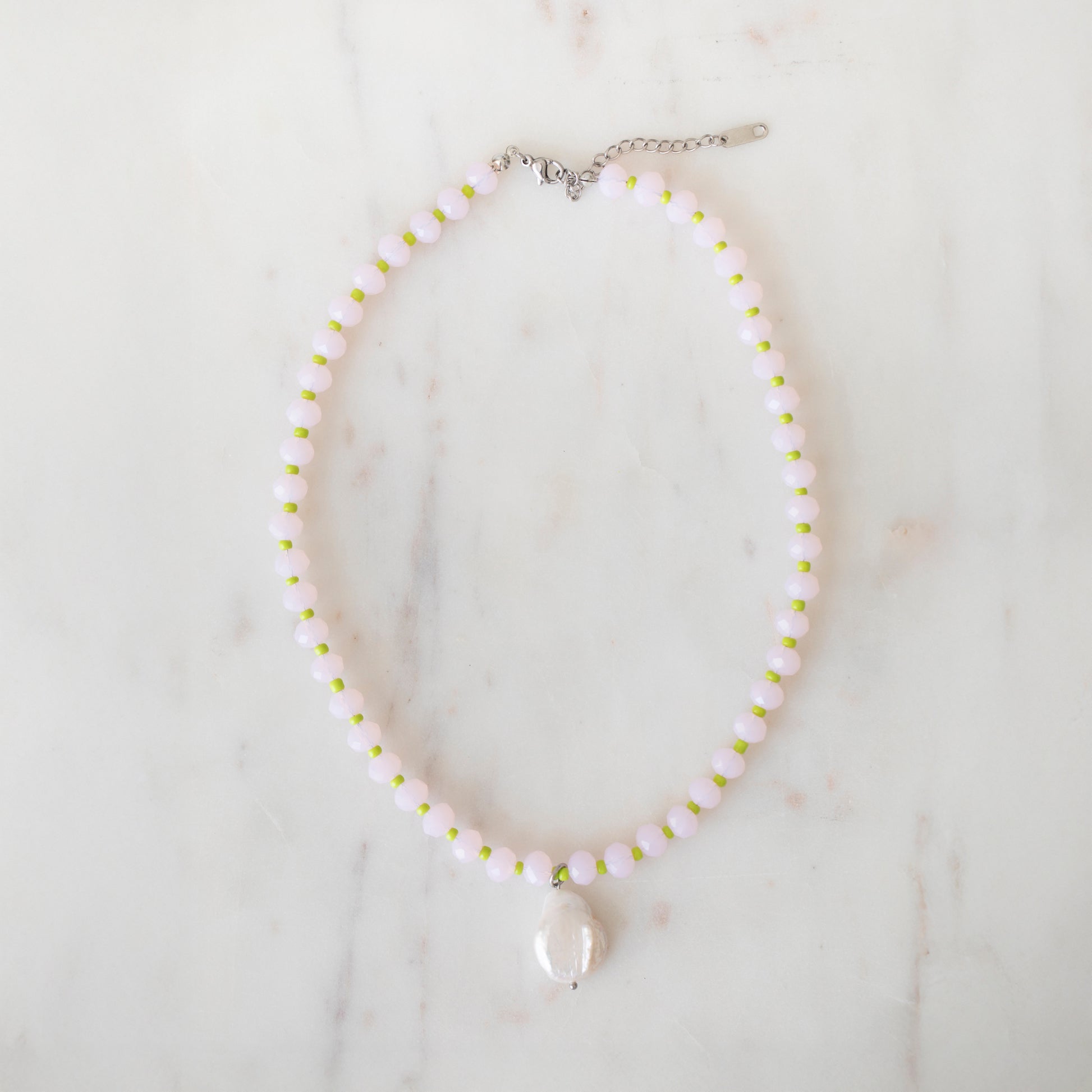 Lemonade & Lime Crystal Beaded Necklace