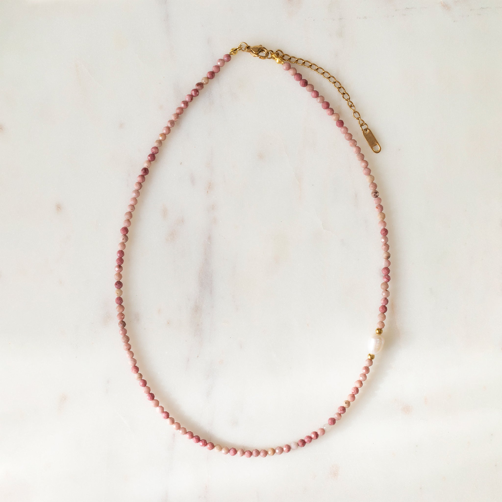 Rhodonite & Freshwater Pearl Necklace