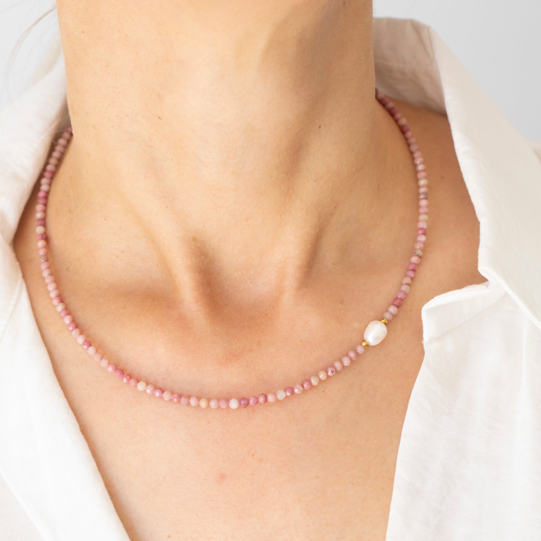 Rhodonite & Freshwater Pearl Necklace