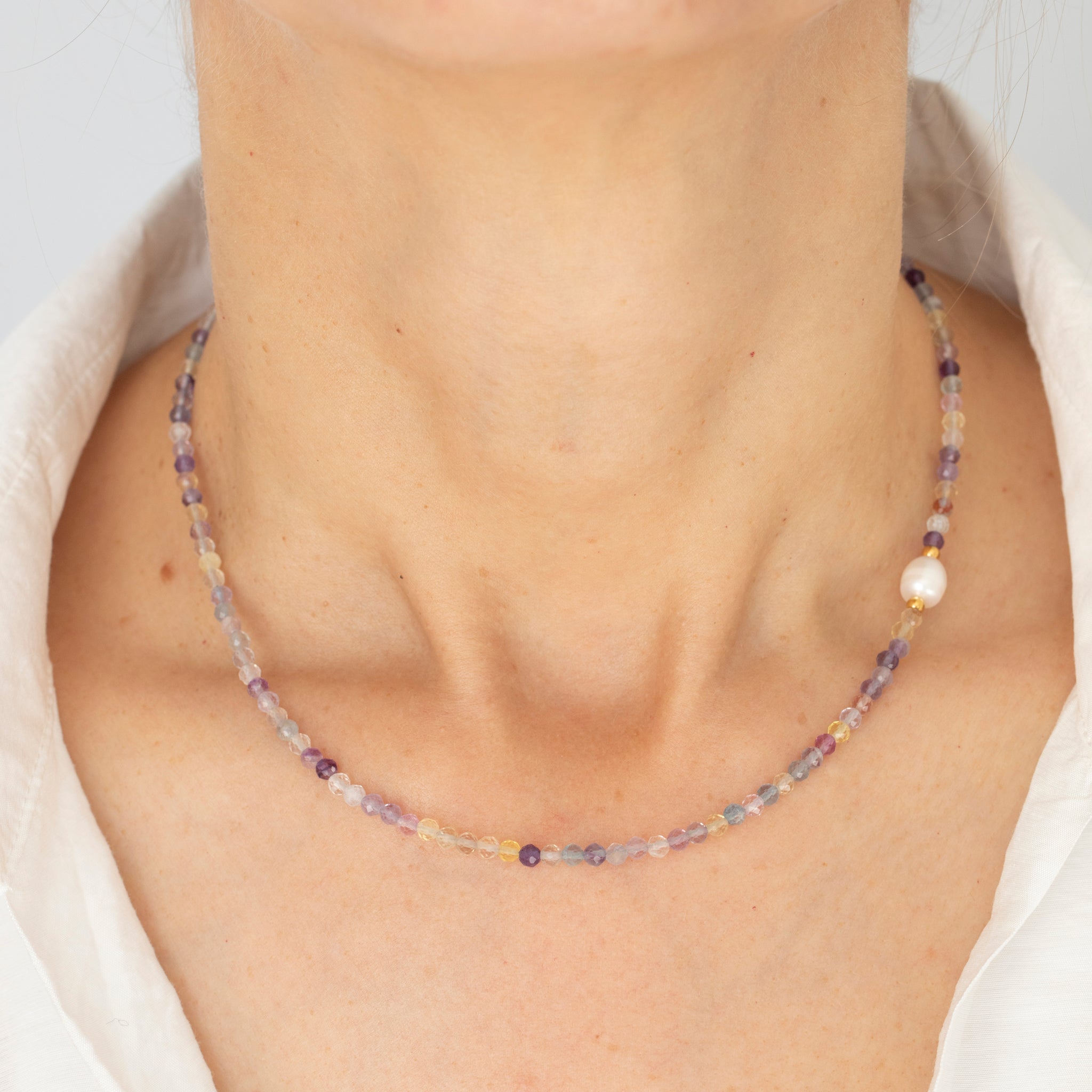 Fluorite & Freshwater Pearl Necklace