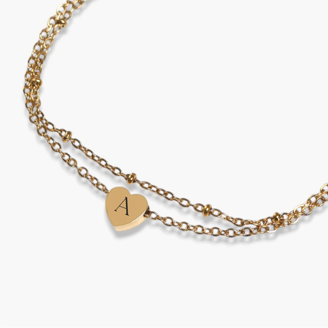 Gold Heart Anklet Bracelet