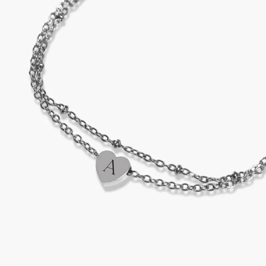 Silver Heart Anklet Bracelet
