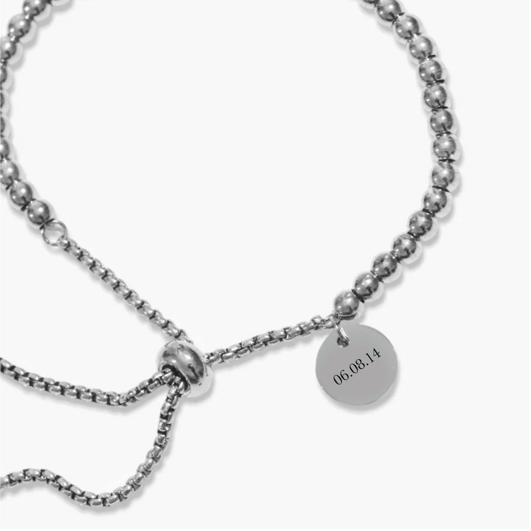 Silver Adjustable Beaded Bracelet