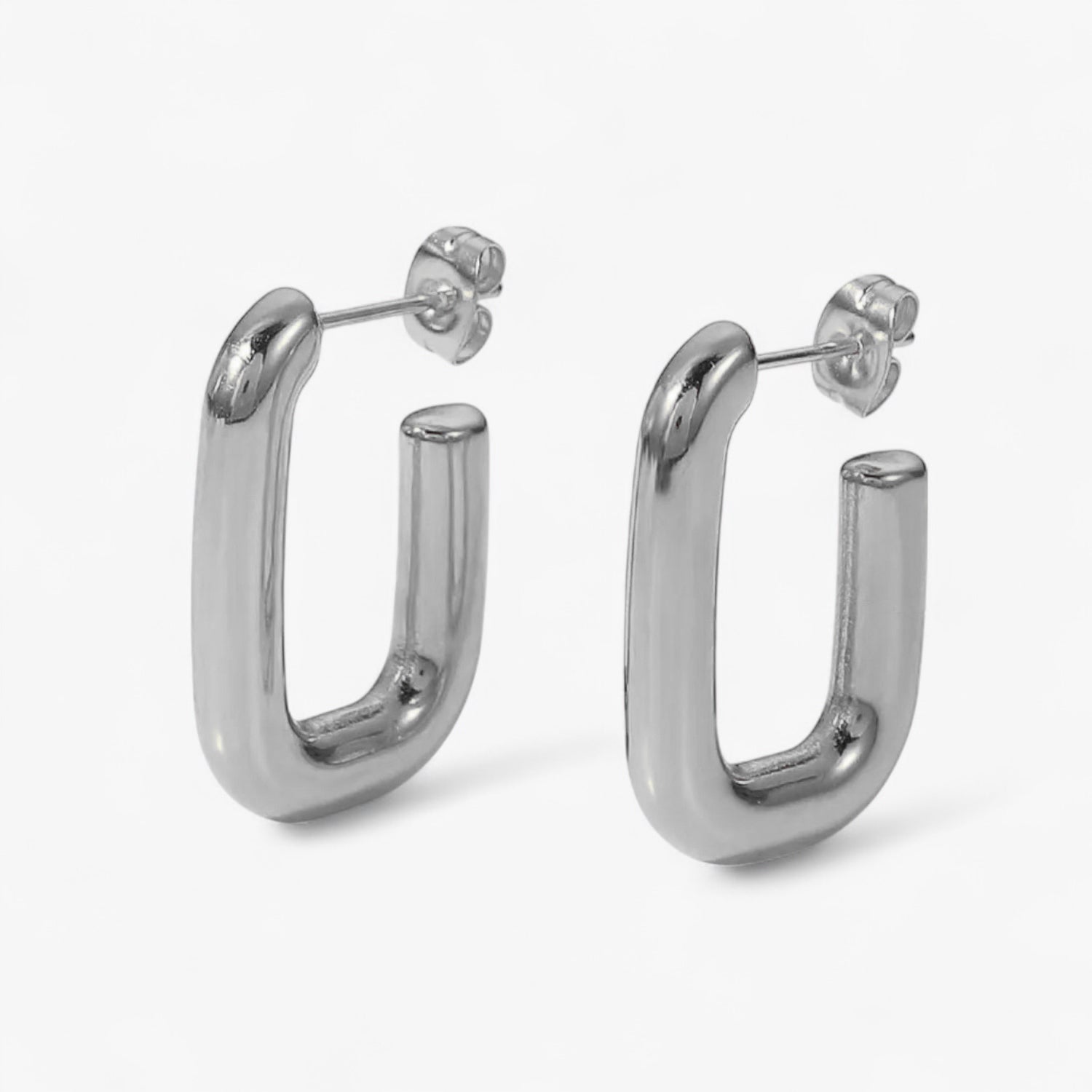 Silver Rounded Square Hoops