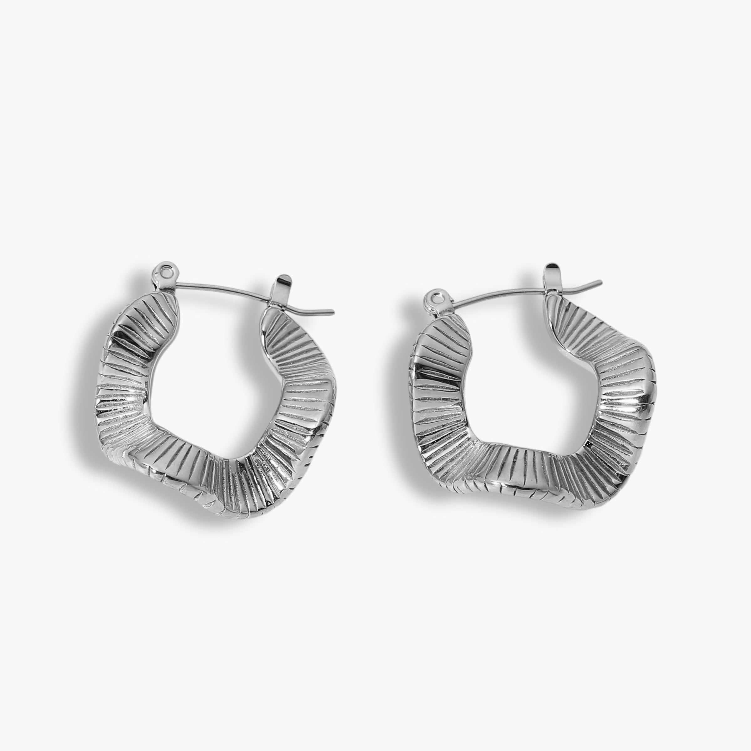 Silver Wave Hoops