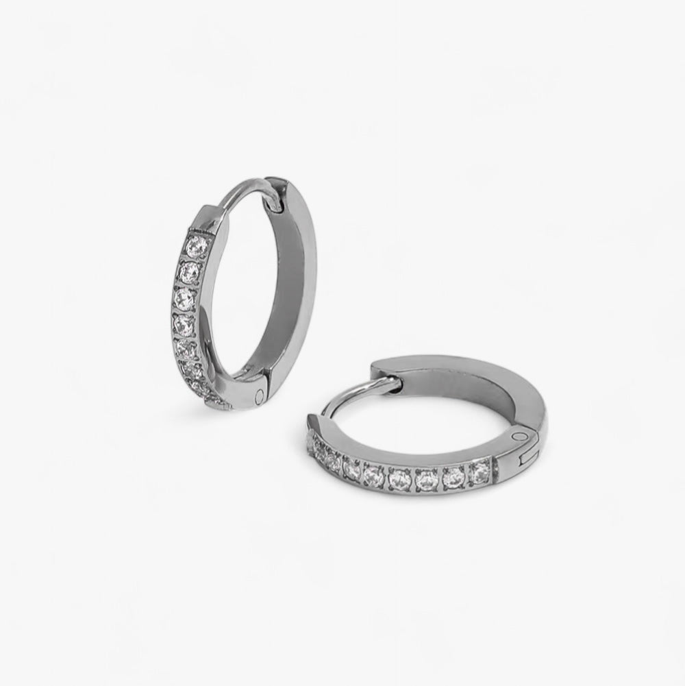 Silver Zircon Huggies