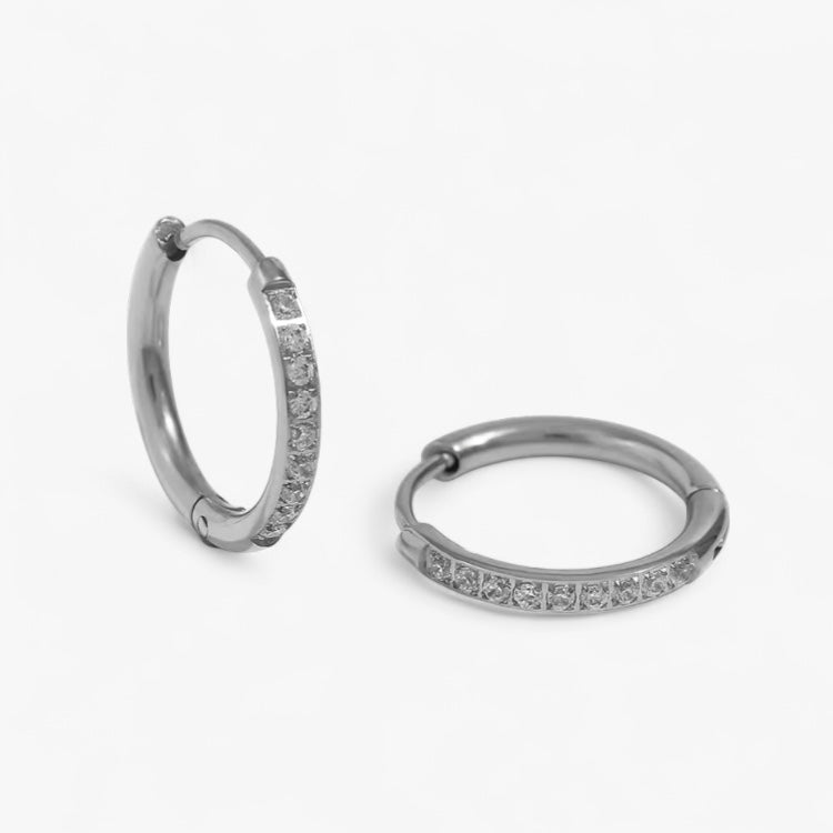 Silver Slim Zircon Huggies