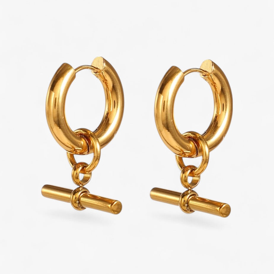 Gold T-Bar Hoops
