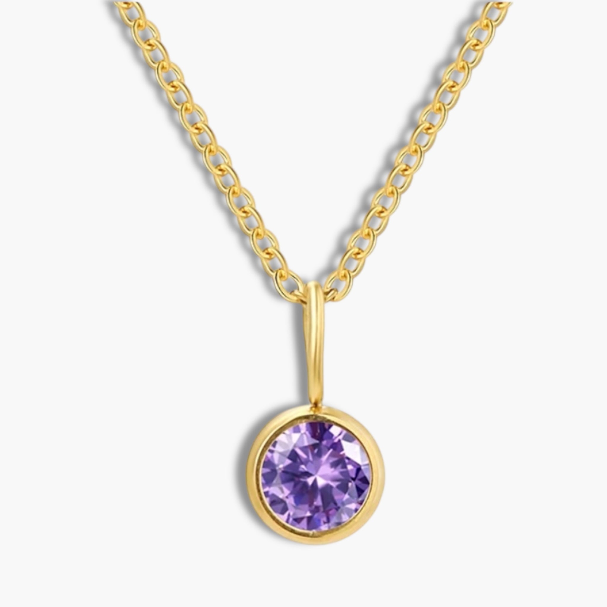 Gold Birthstone Pendant Necklace