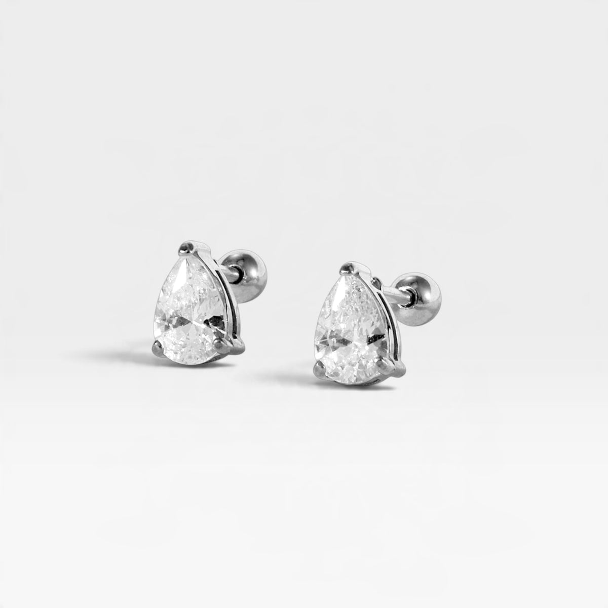 Silver Pear Studs