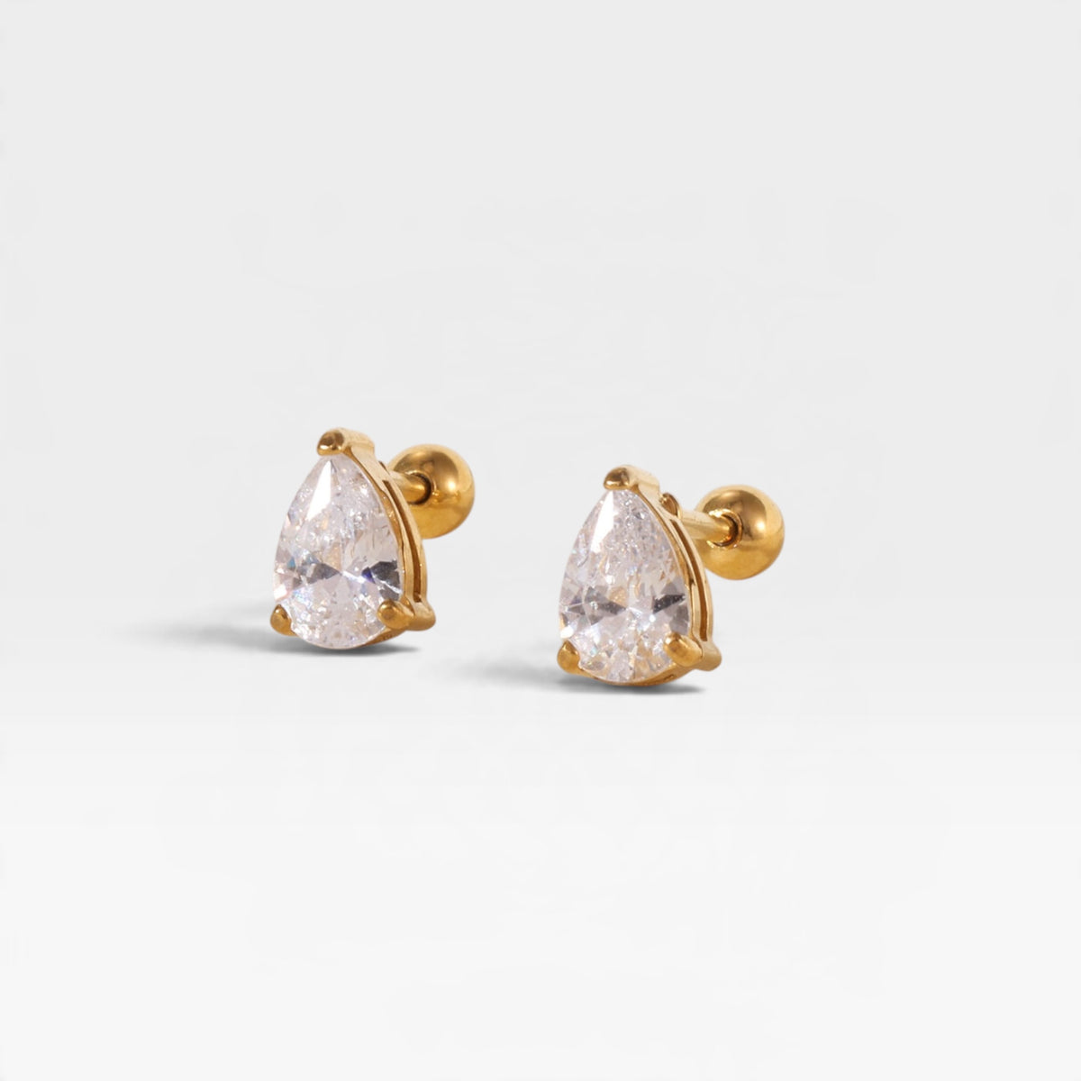 Gold Pear Studs