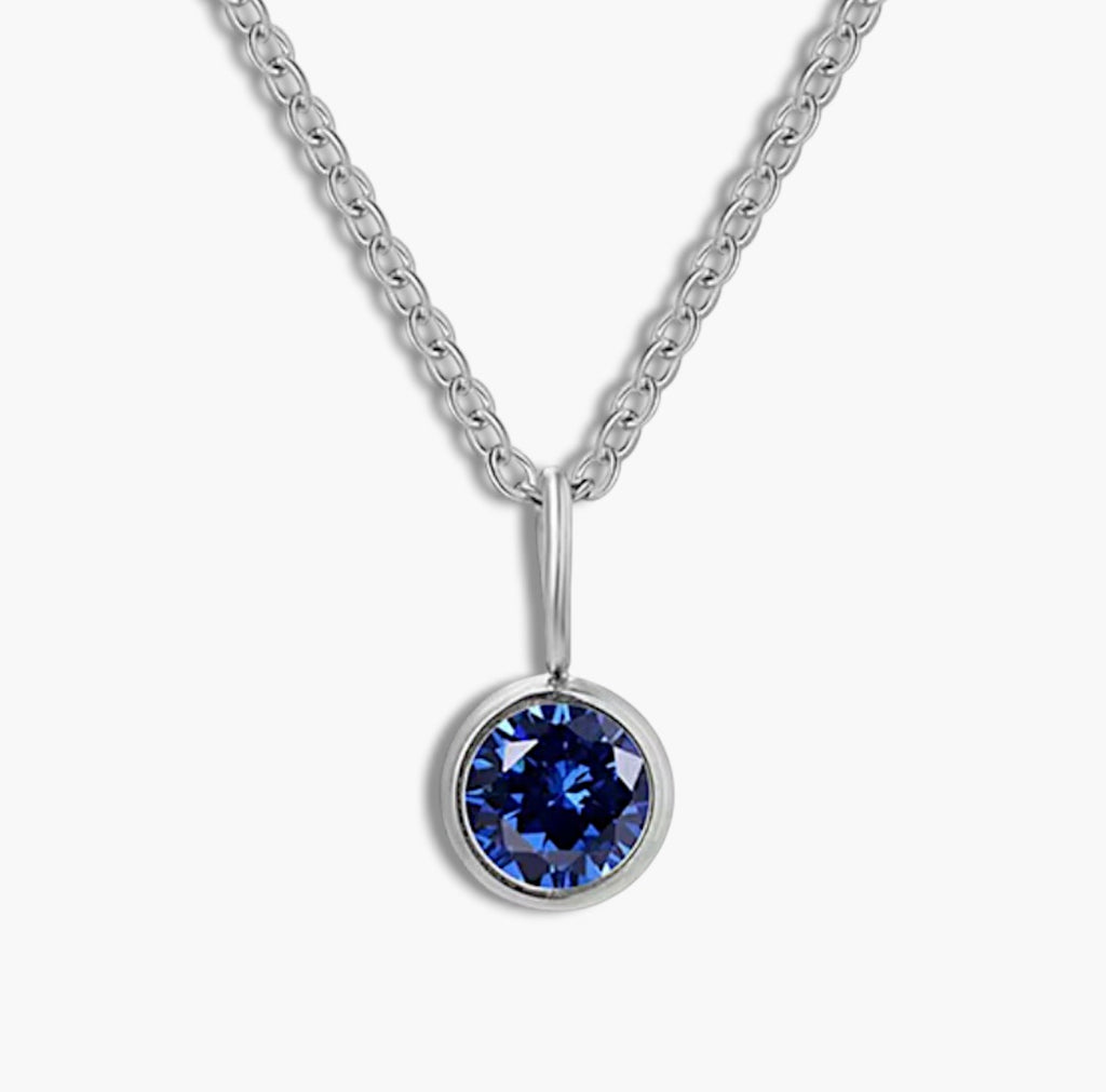 Silver Birthstone Pendant Necklace