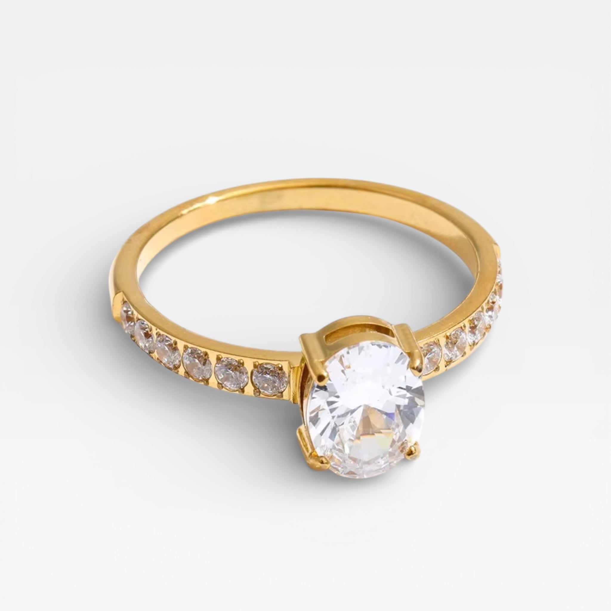 Gold Pavé Solitaire Ring