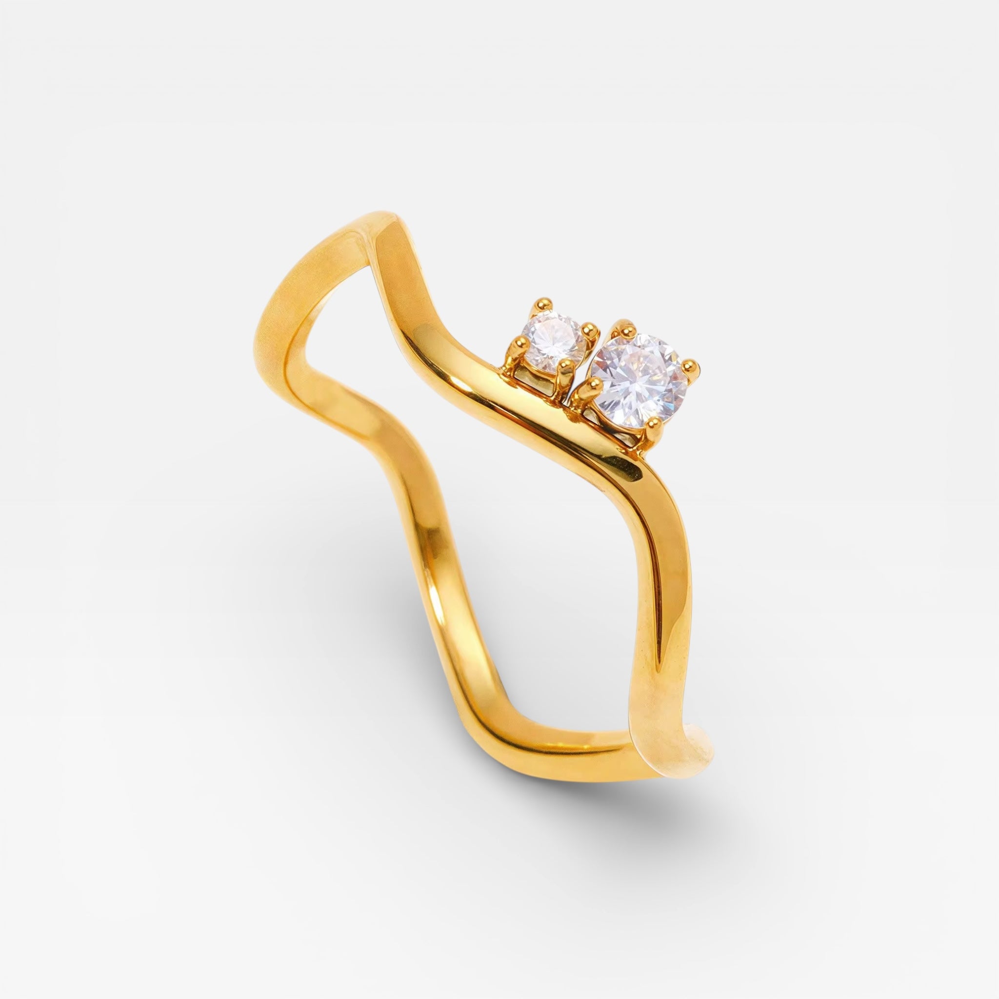 Gold Cluster Wavy Ring