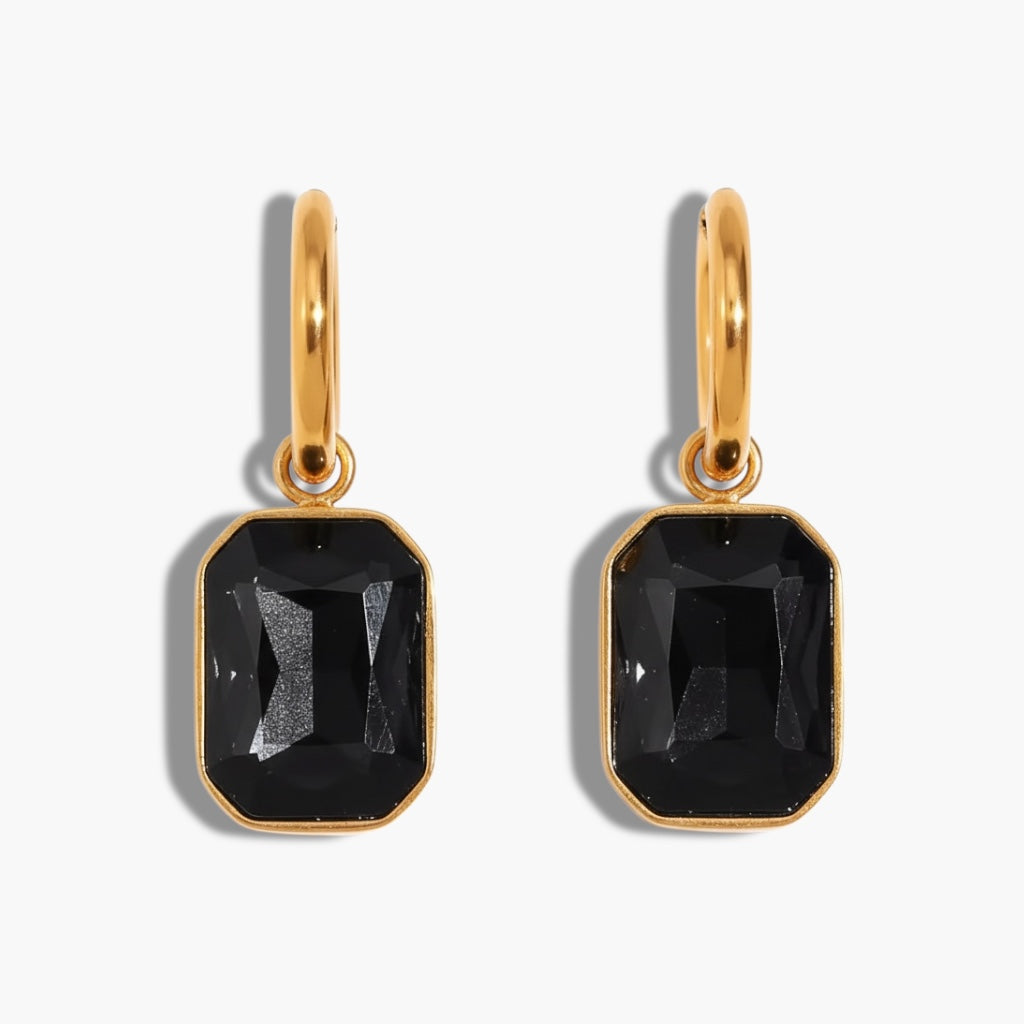 Gold Black Drop Hoops