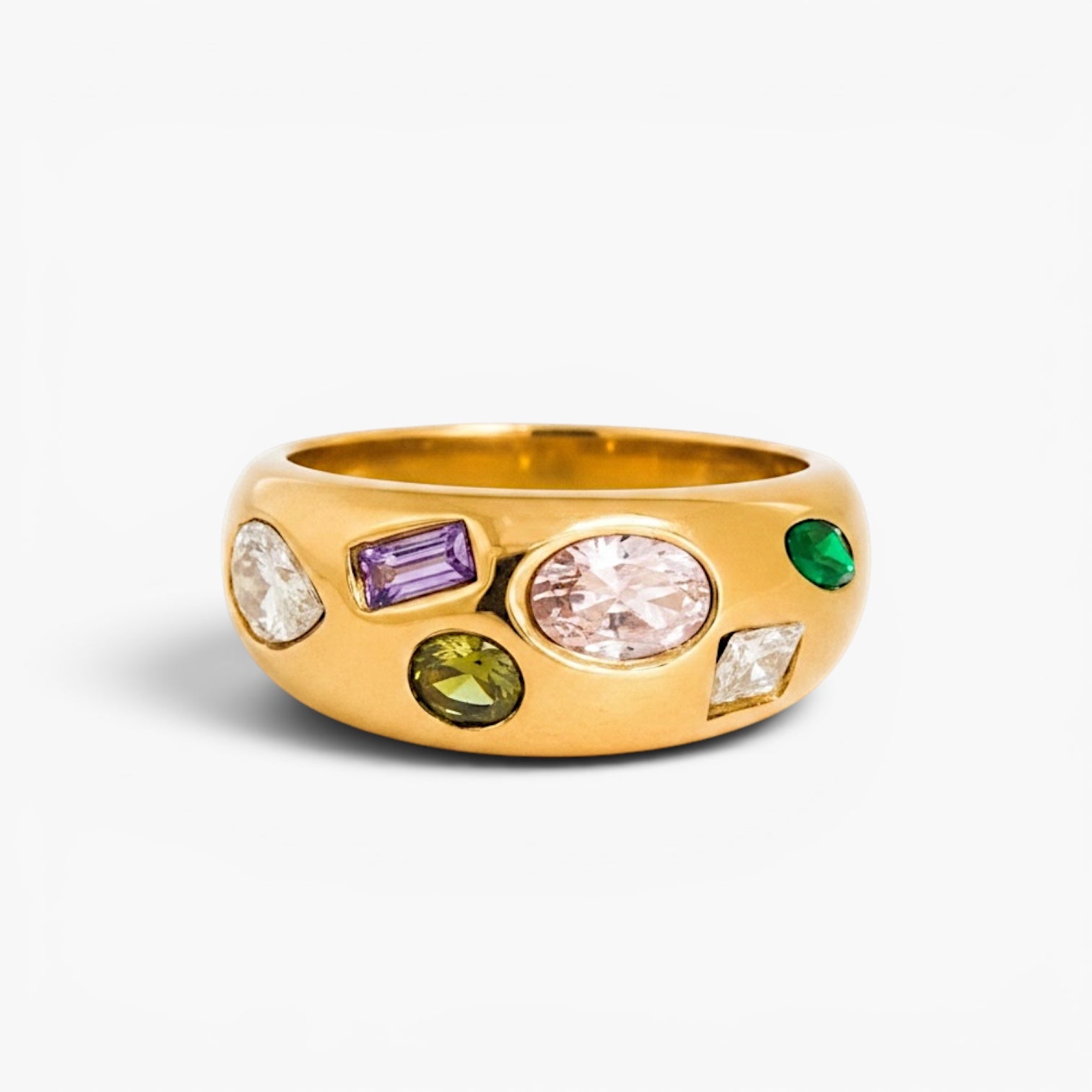 Gold Dome Gem Ring