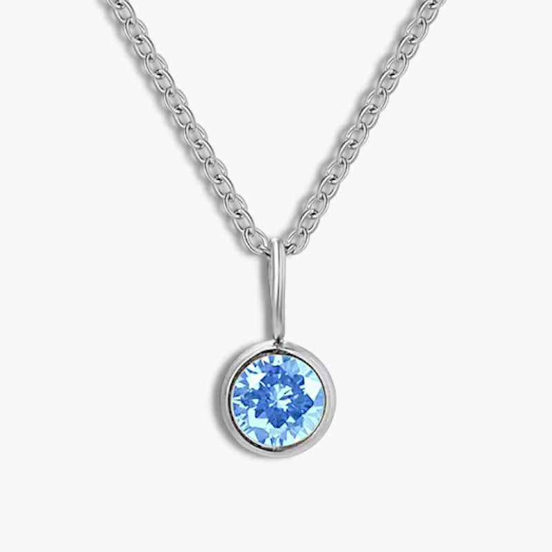 Silver Birthstone Pendant Necklace