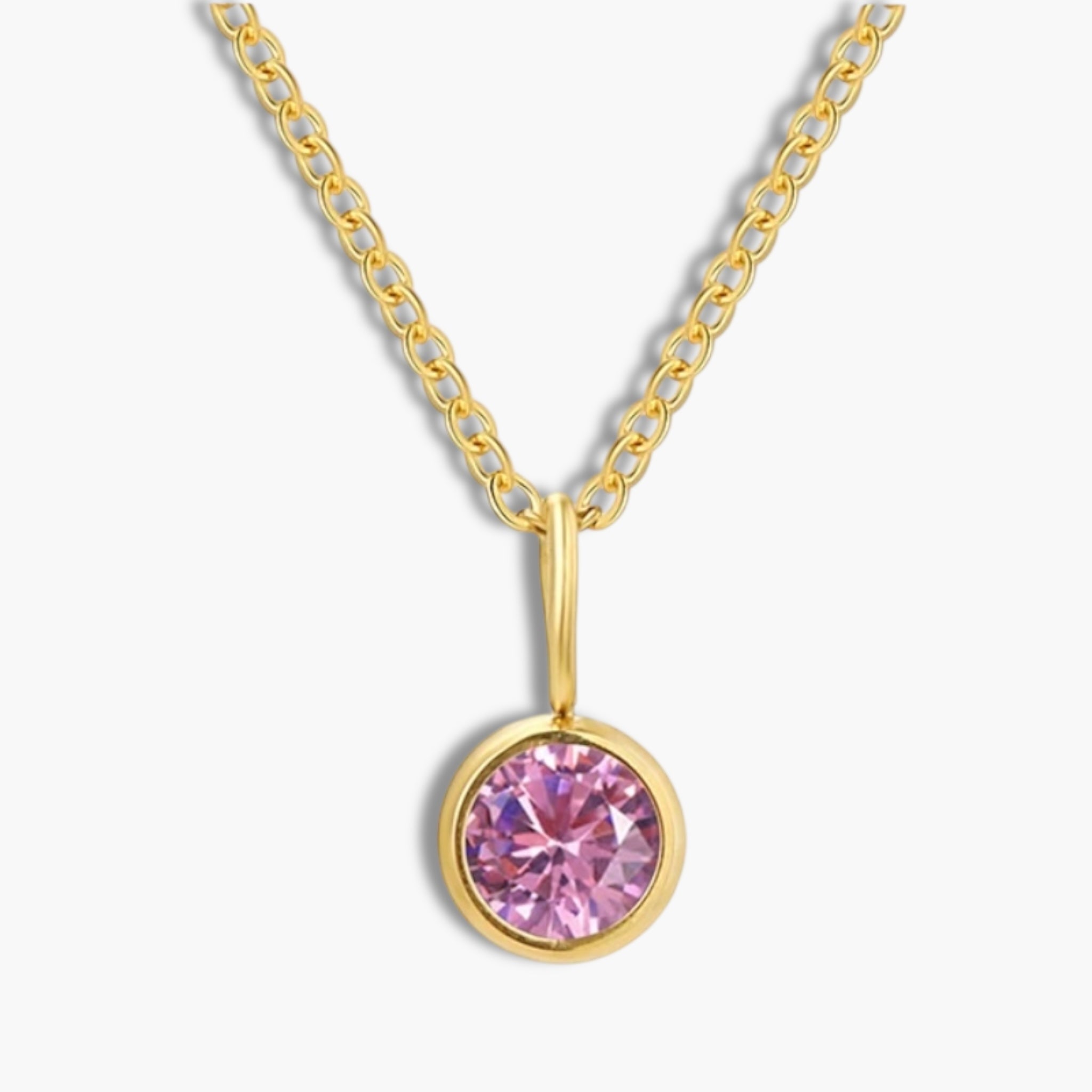 Gold Birthstone Pendant Necklace