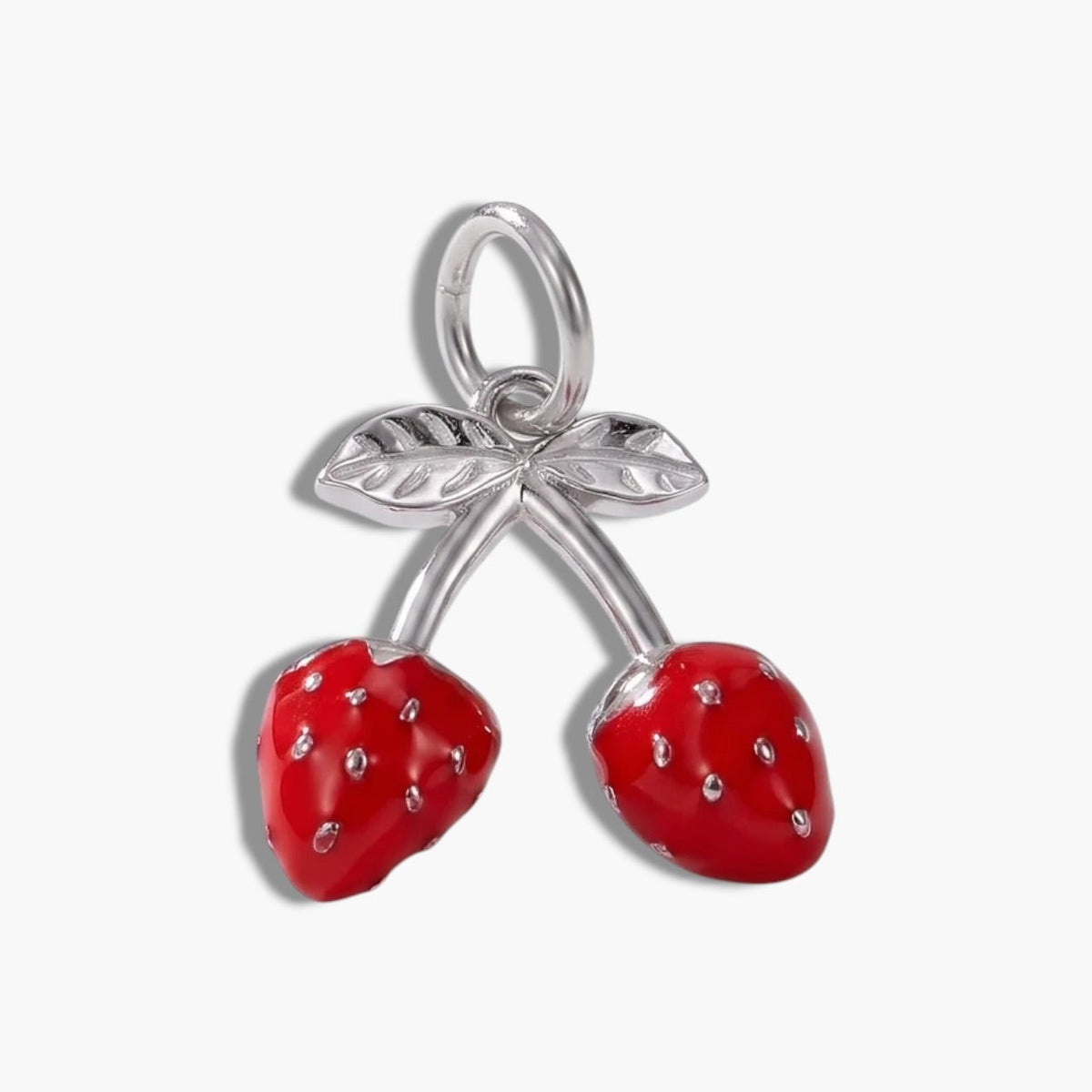 Silver Strawberry Charm