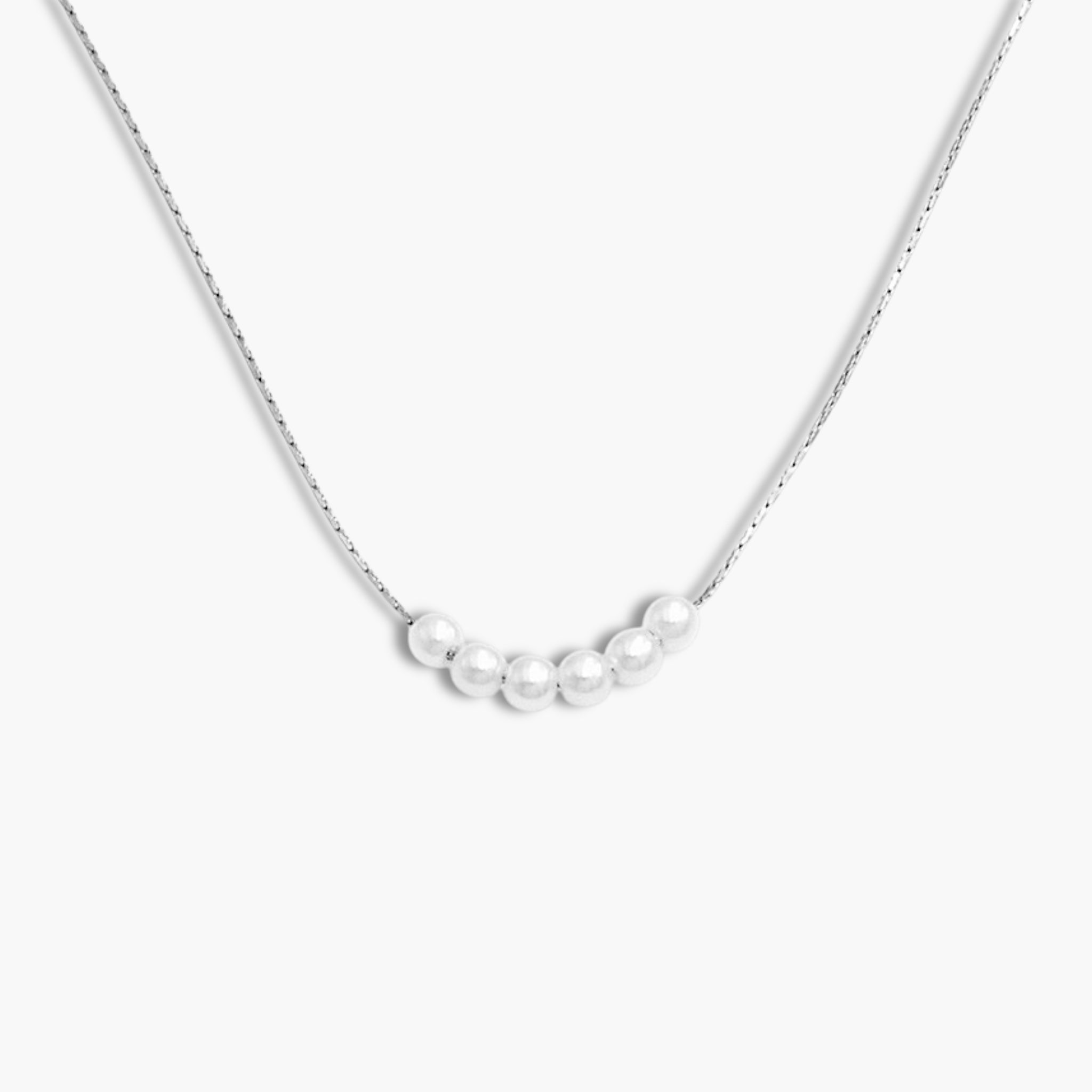 Silver Pearl Cluster Necklace