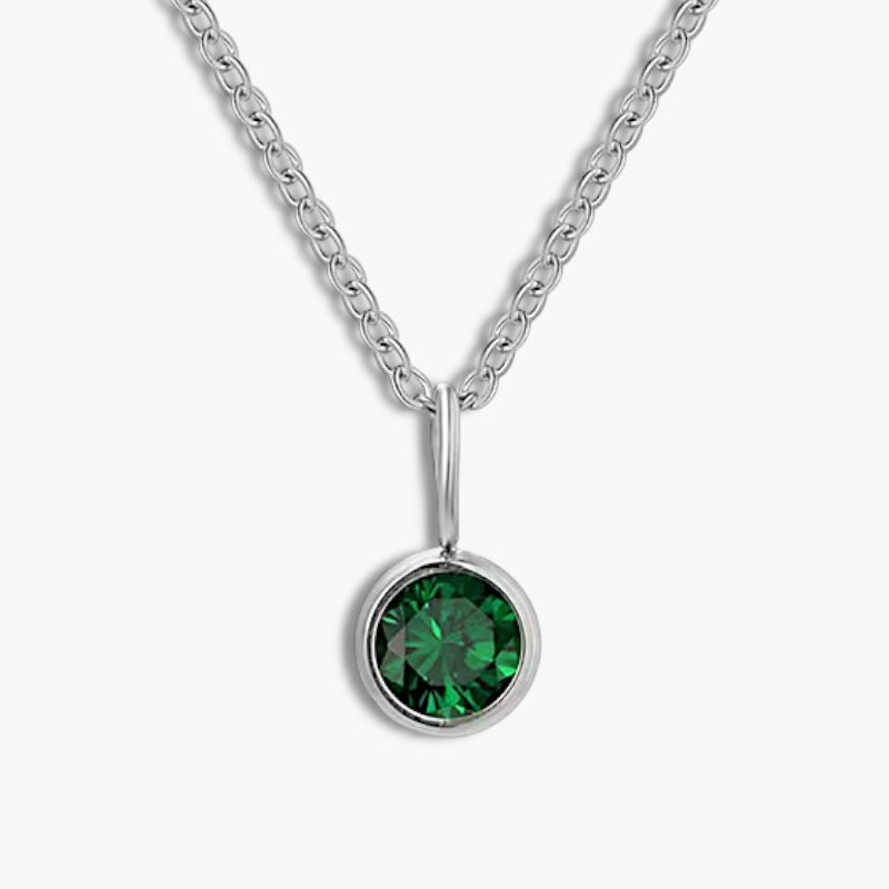 Silver Birthstone Pendant Necklace