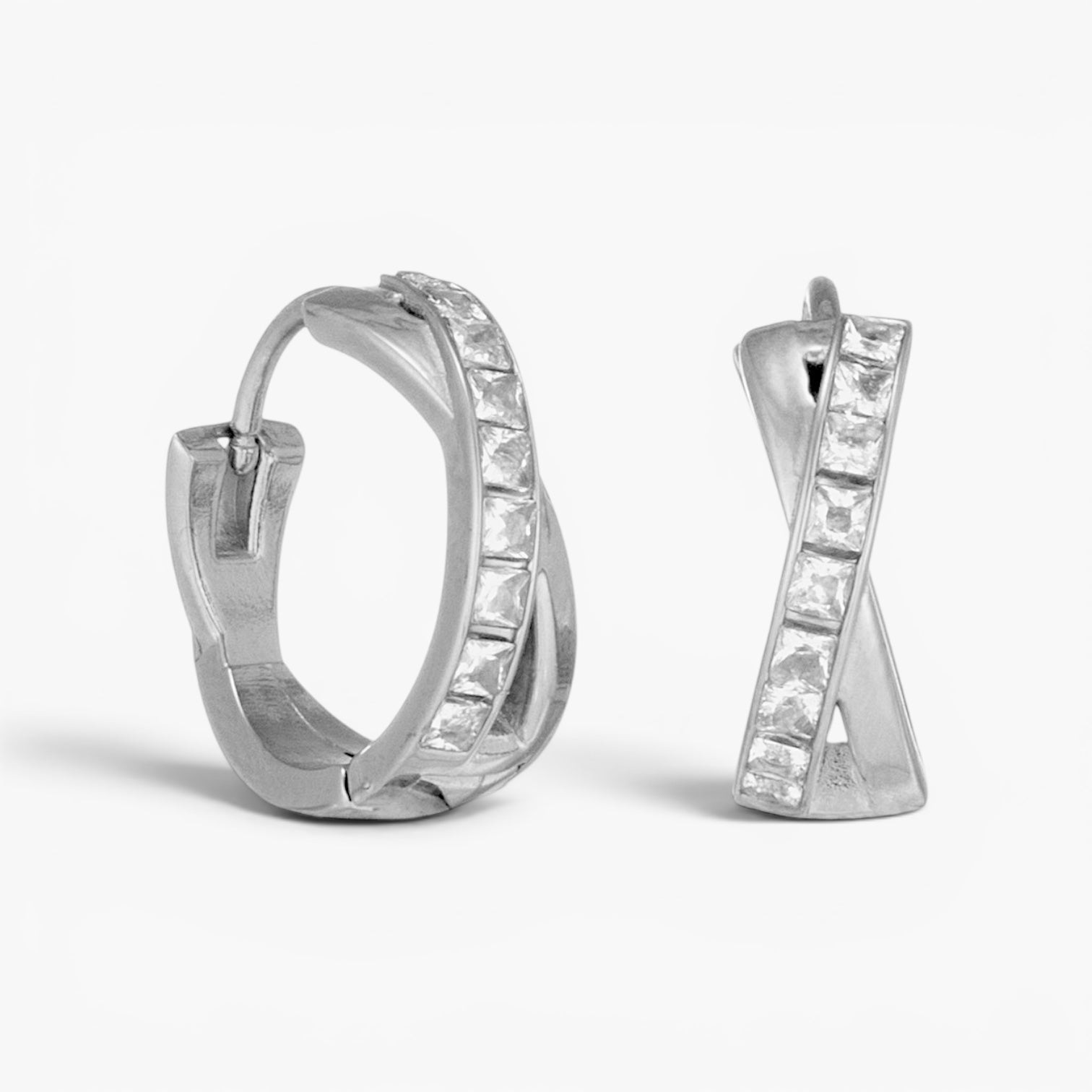Silver Criss Cross Hoop