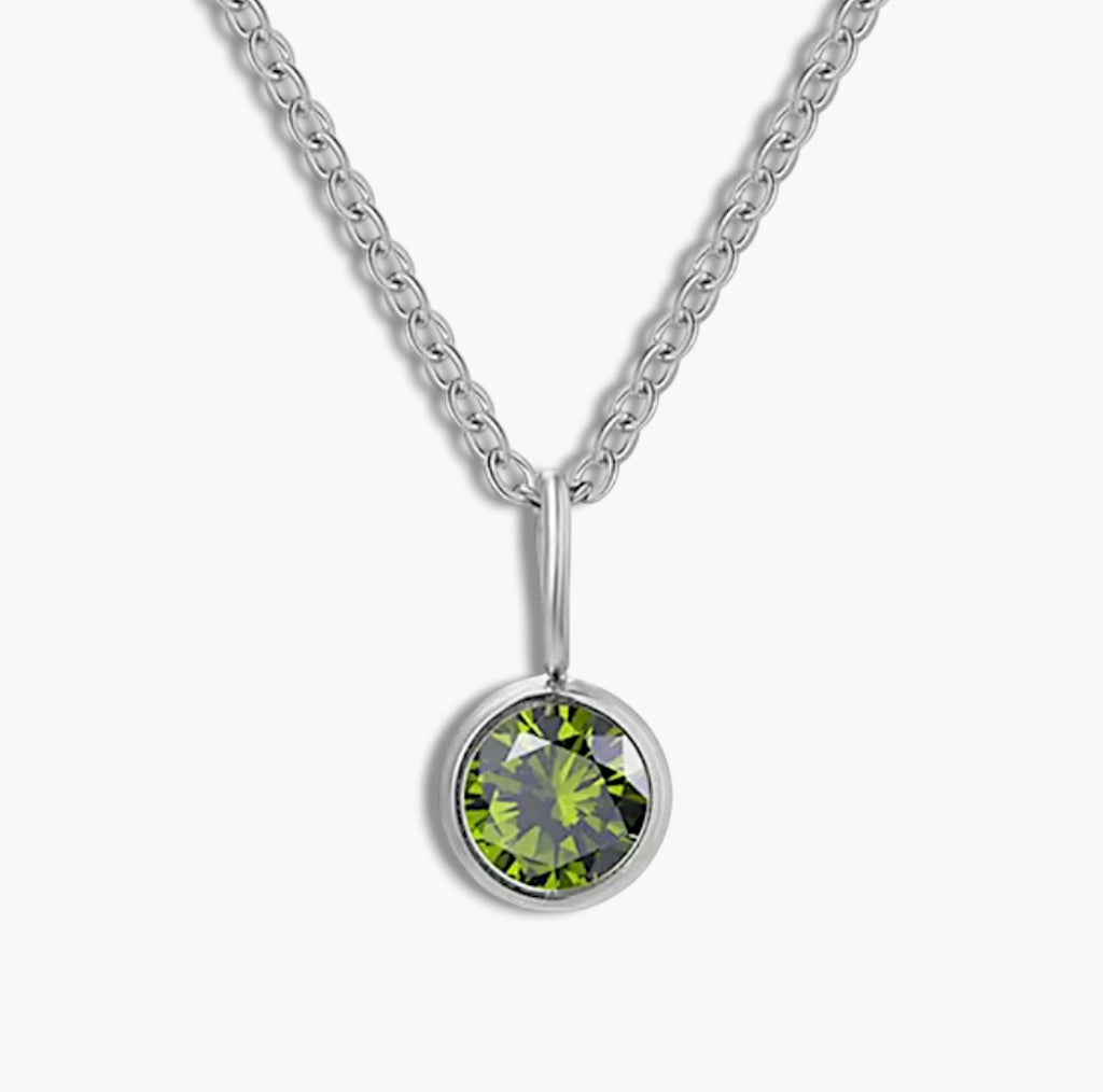 Silver Birthstone Pendant Necklace