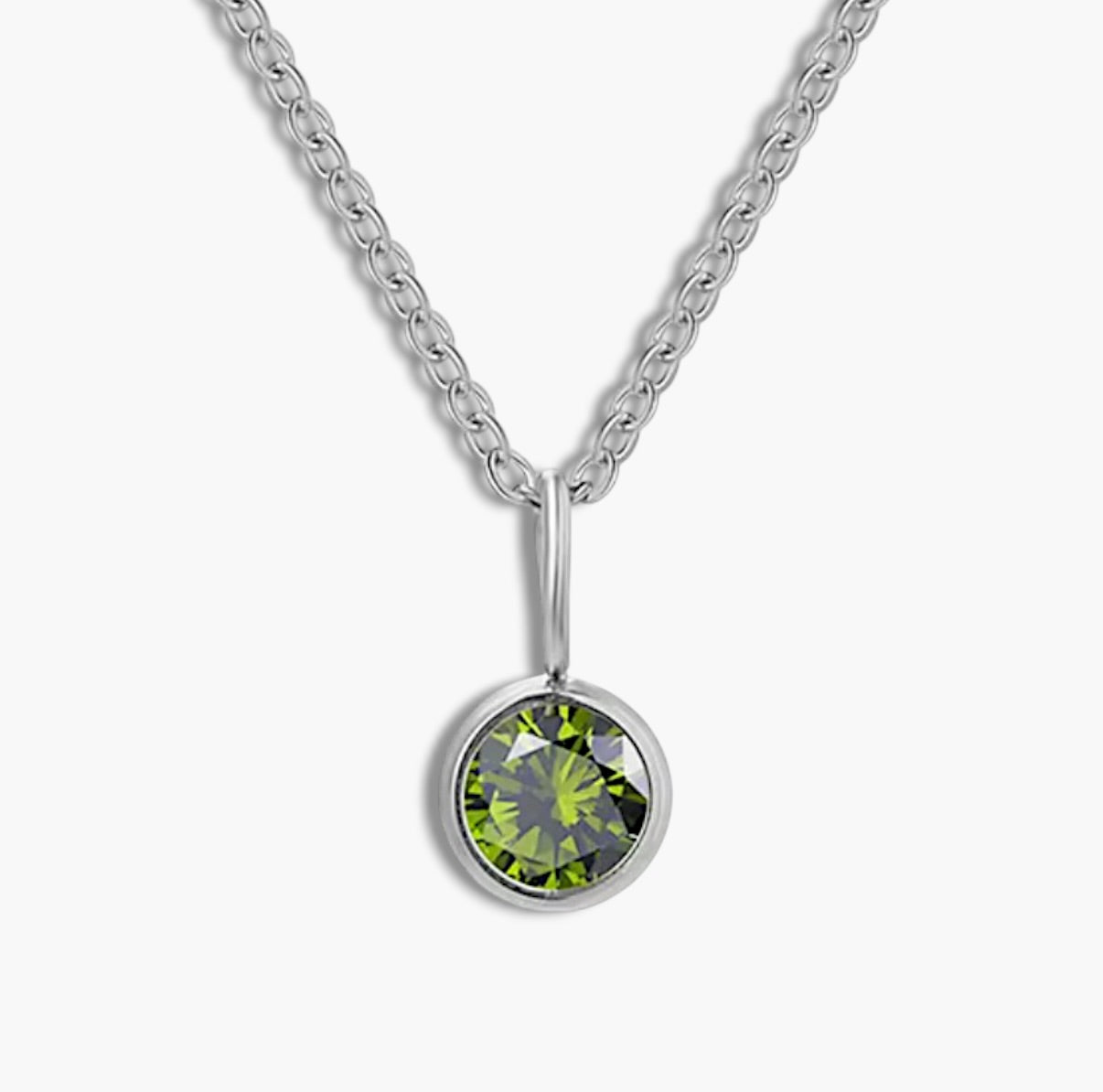 Silver Birthstone Pendant Necklace