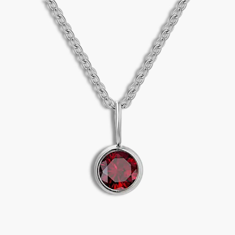 Silver Birthstone Pendant Necklace