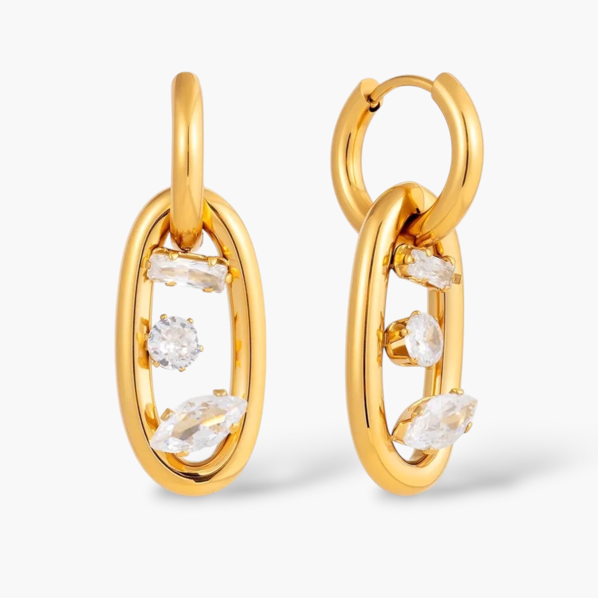 Gold Geo Charm Hoops