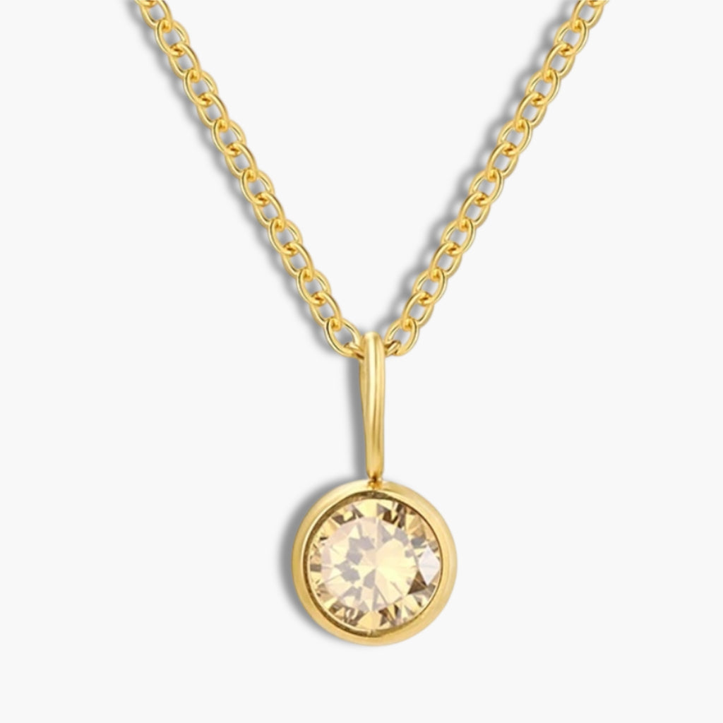 Gold Birthstone Pendant Necklace