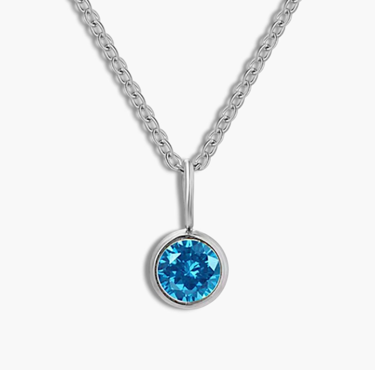Silver Birthstone Pendant Necklace