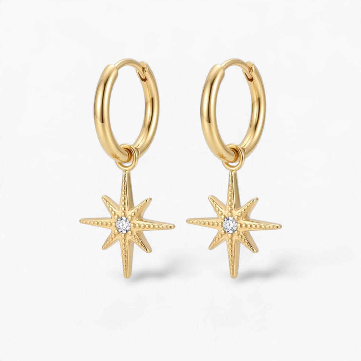 Gold Star Charm Hoops