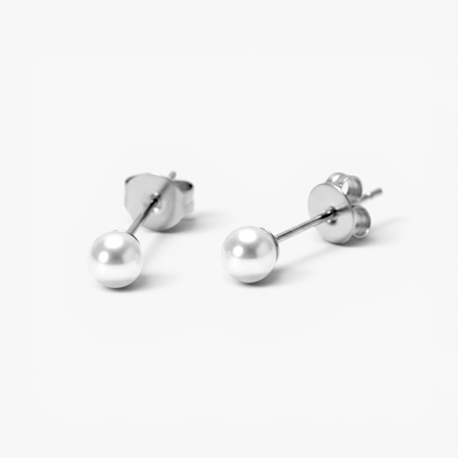 Silver Petite Pearl Studs