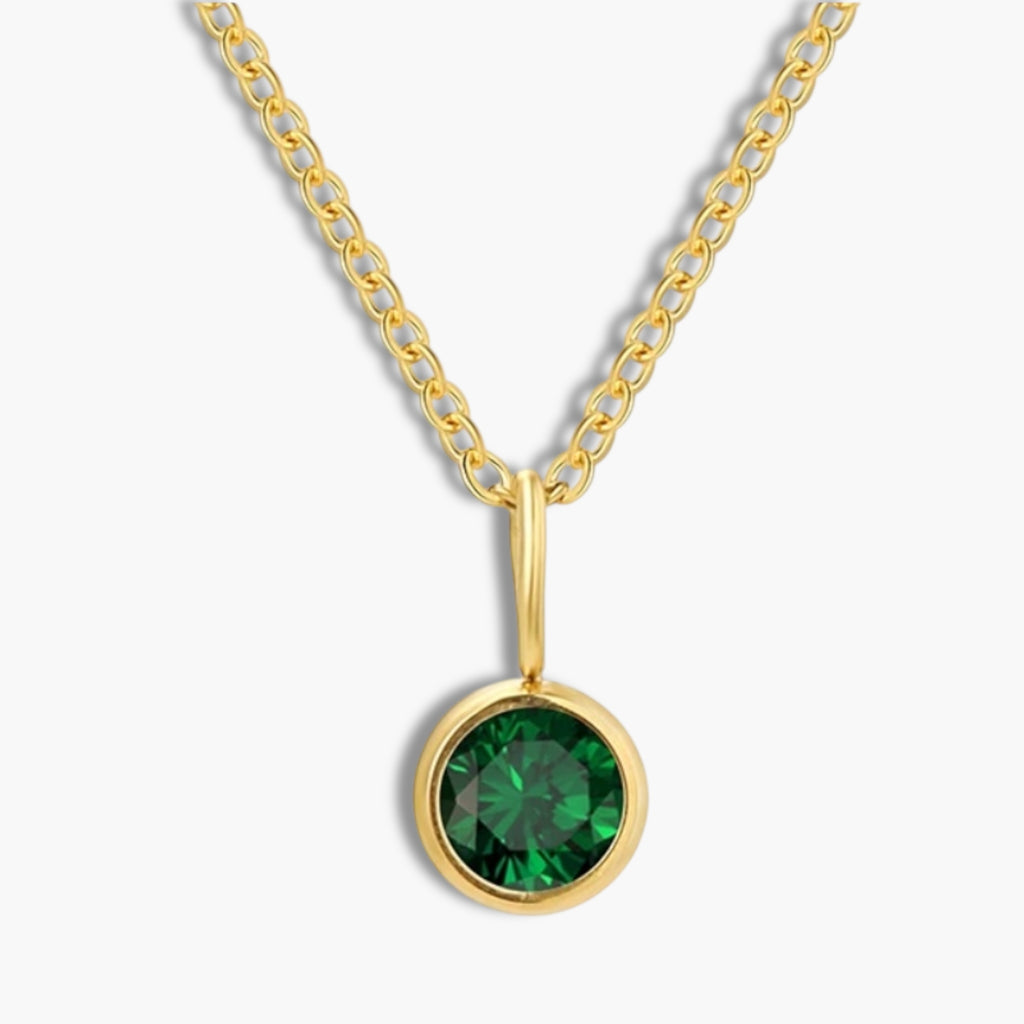 Gold Birthstone Pendant Necklace