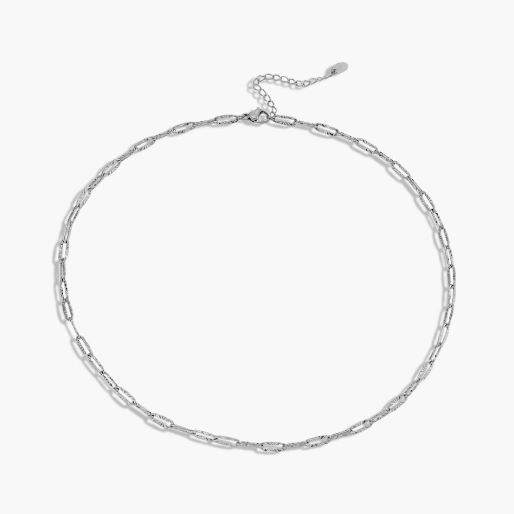 Silver Textured Paperclip Necklace