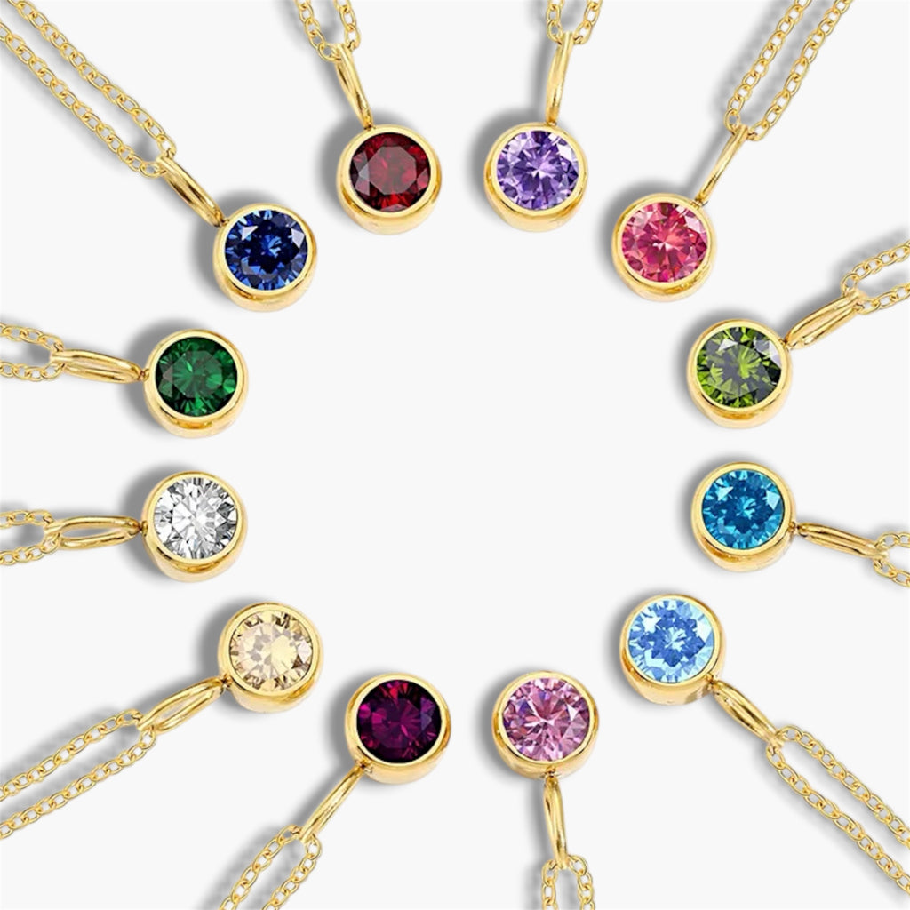 Gold Birthstone Pendant Necklace