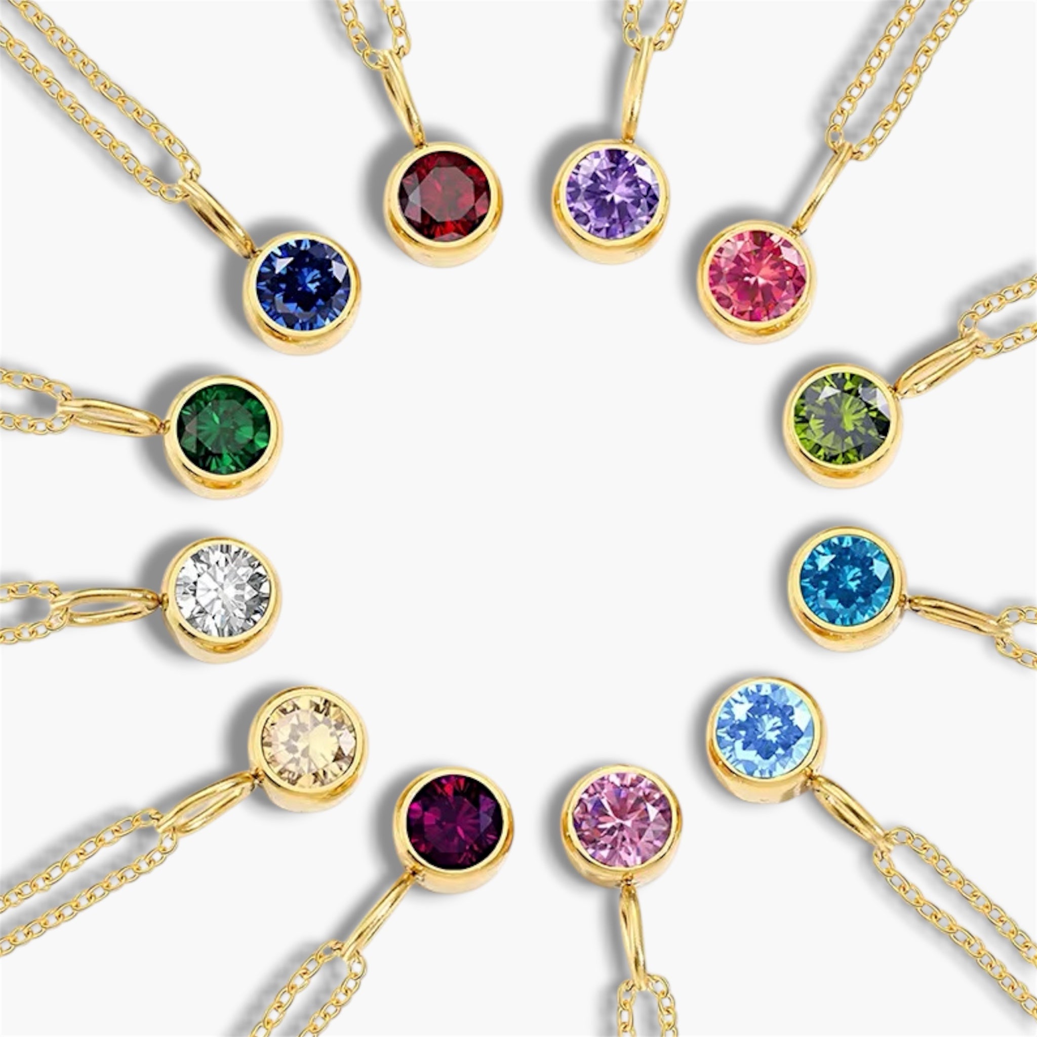 Gold Birthstone Pendant Necklace