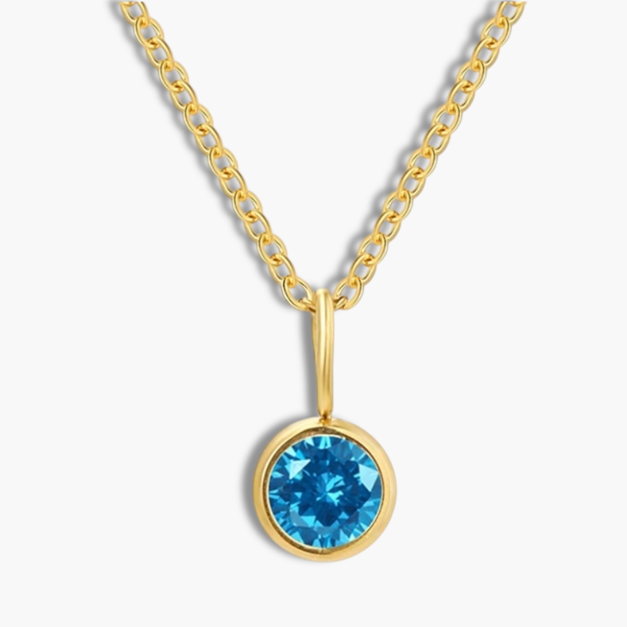 Gold Birthstone Pendant Necklace