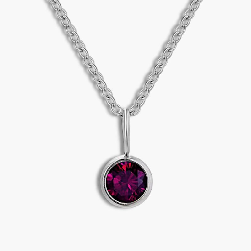 Silver Birthstone Pendant Necklace