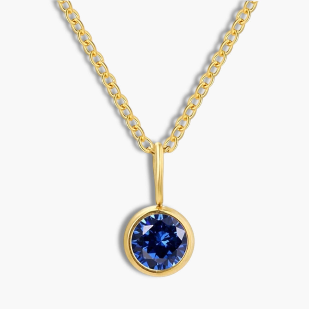 Gold Birthstone Pendant Necklace