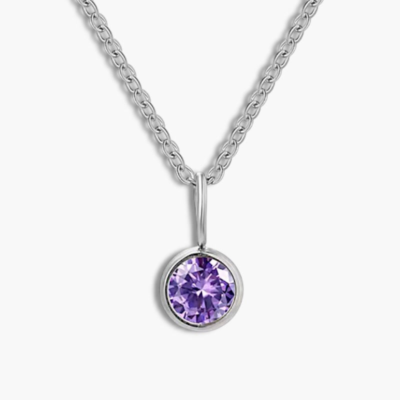 Silver Birthstone Pendant Necklace