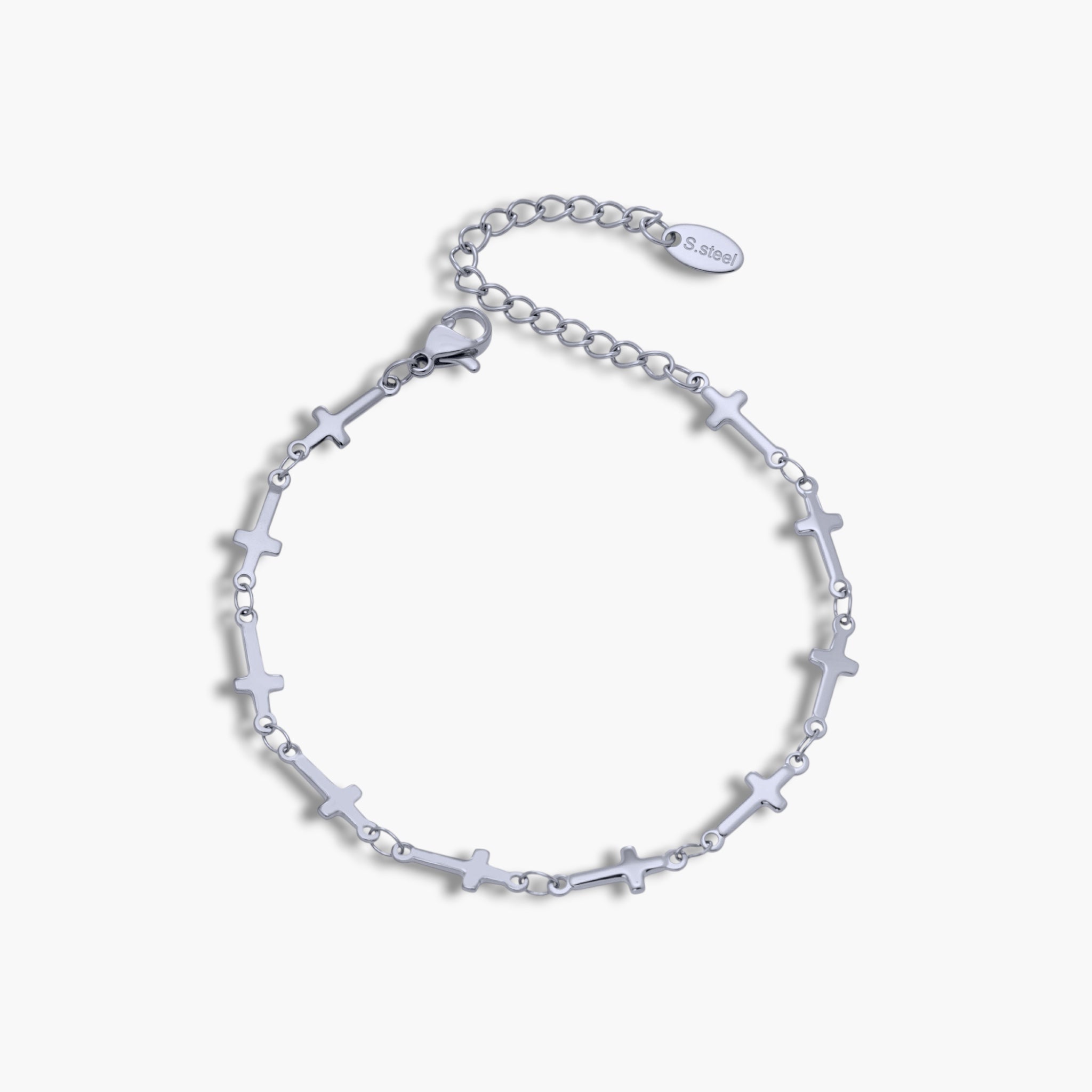 Silver Cross Chain Bracelet